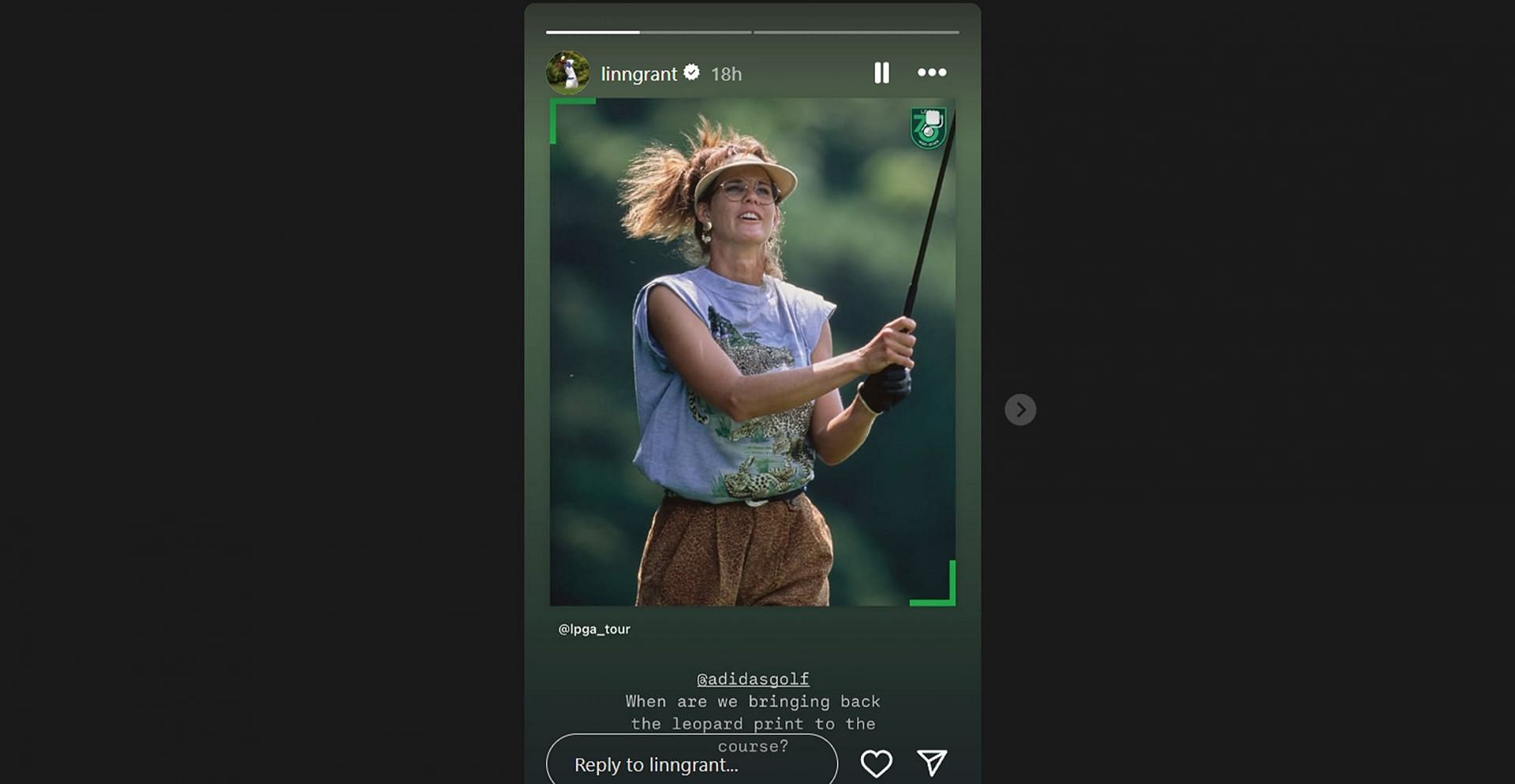 LPGA star Linn Grant calls on sporting giant to bring back 90s’ fashion statement/@linngrant